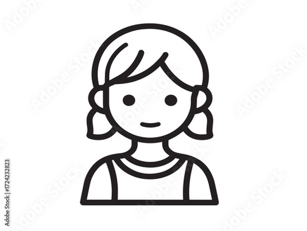 Fototapeta Child Icon in Clean Elegant Minimal Vector Line Illustration Design
