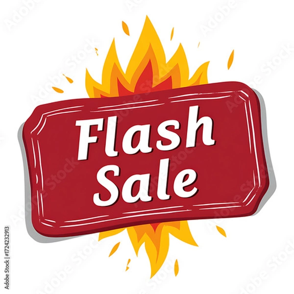 Fototapeta Red sale label vector illustration with comic style explosion and discount tag design