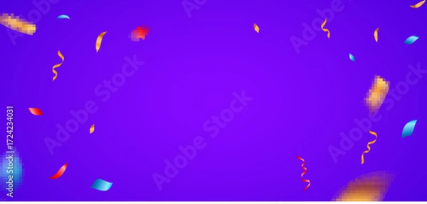 Fototapeta Confetti blue background neon light abstract carnival birthday festive vector event anniversary backdrop.