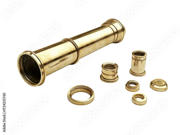 Fototapeta Vintage Brass Telescope with Multiple Components