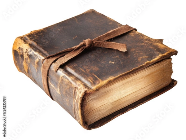 Fototapeta Vintage Brown Leather Book with Binding and Soft Pages