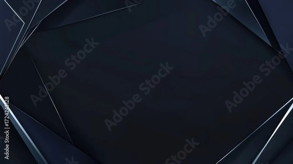 Fototapeta Dark, geometric, abstract background.  Sharp, angled shapes create a framed, minimalist design