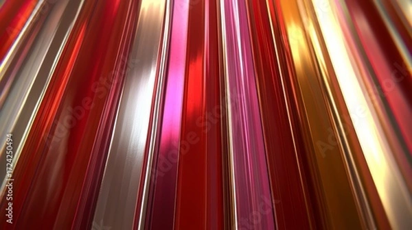 Fototapeta Series of red and gold stripes. The stripes are in different colors and are arranged in a way that creates a sense of depth and movement. The image conveys a feeling of energy and excitement