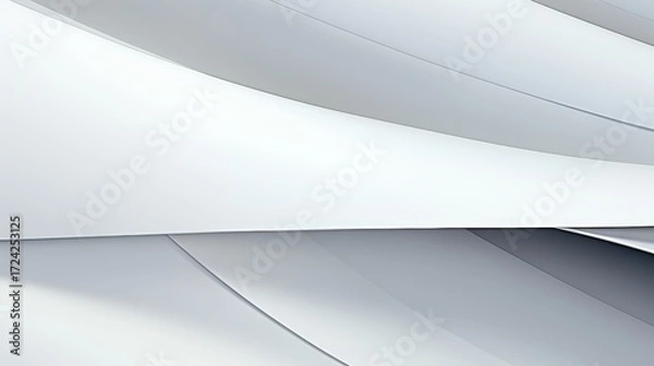 Fototapeta White background with a curved white line in the middle. The line is the main focus of the image, and it creates a sense of movement and flow. The white background allows the line to stand out