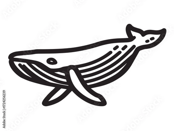 Fototapeta Professional Whale Icon in Clean Elegant Minimal Vector Line Illustration Artwork