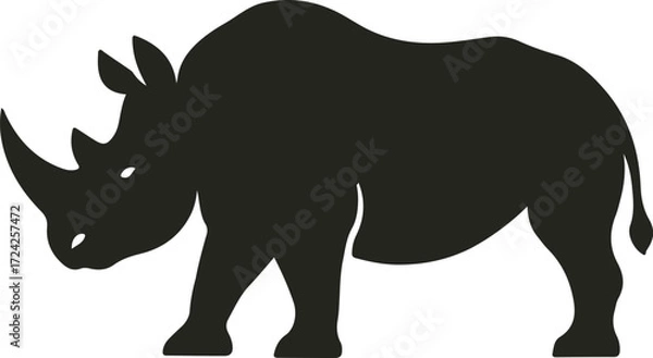 Fototapeta Bold and majestic rhinoceros vector design featuring clean lines, powerful stance, and minimal details — perfect for logos, prints, or wild-themed art.