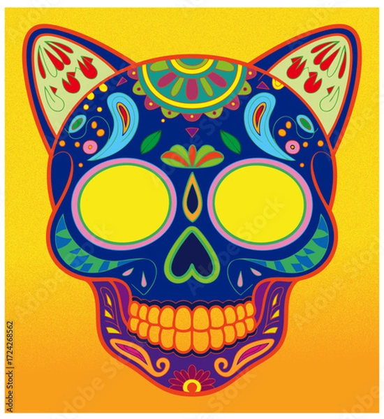 Obraz Halloween Cat skull