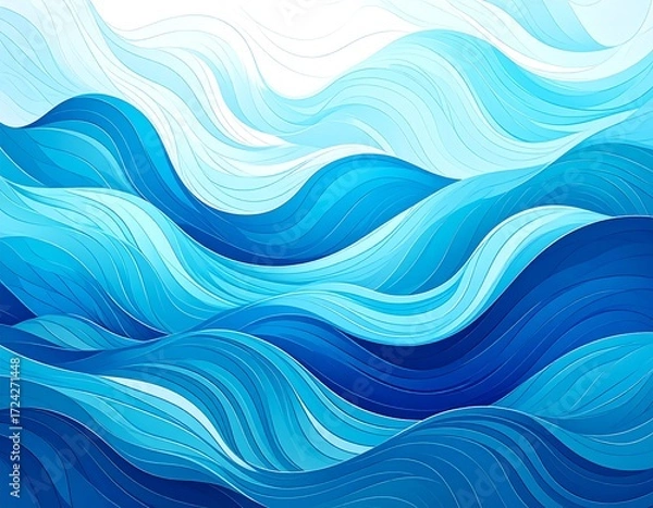 Obraz Abstract illustration of stylized ocean waves