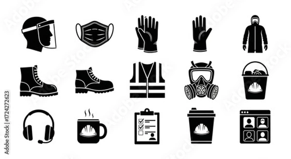 Fototapeta PPE Collection in a Modern Workplace Environment