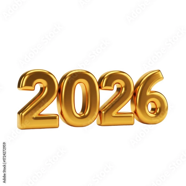Obraz Golden 2026 inscription. A symbol of the future. The year 2026 in luxurious gold
