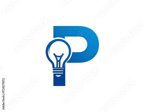 Obraz Abstract logo design with letter P and lightbulb