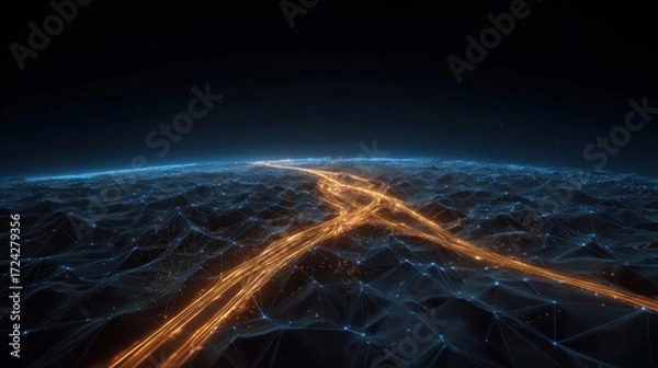 Obraz Abstract Network Data Flow | Tech, Connection, Future