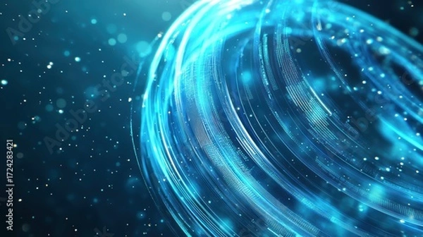 Obraz Abstract Blue Technology Sphere, Data Flow Background