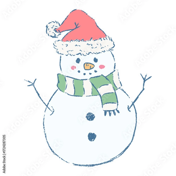 Obraz Snowman cartoon illustration isolated on white background. Cute winter christmas character concept