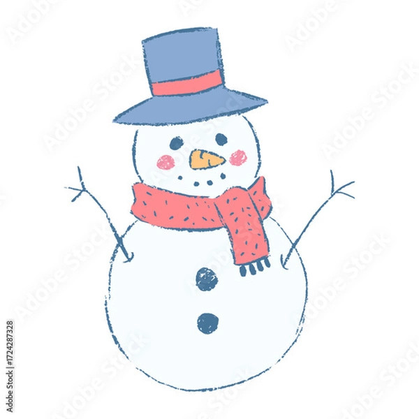 Obraz Snowman cartoon illustration isolated on white background. Cute winter christmas character concept