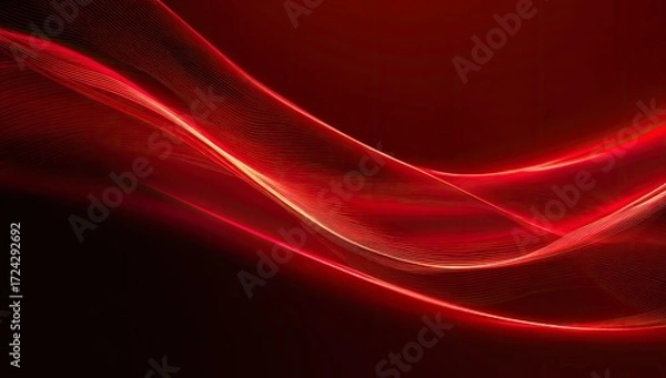 Obraz Abstract red flowing lines on dark background
