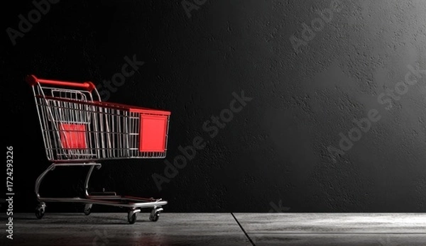 Obraz Shopping cart on dark background