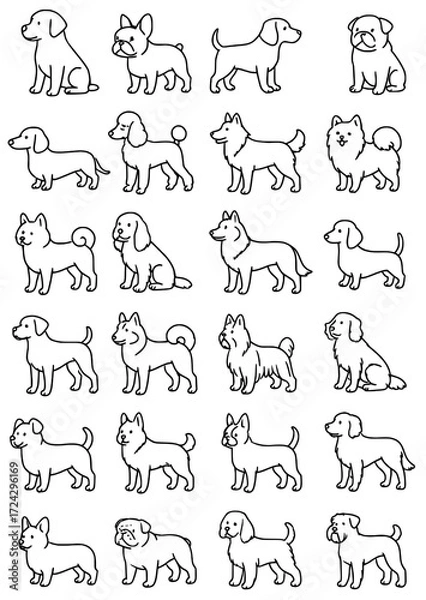 Fototapeta vector icon, dog image collection, outline version