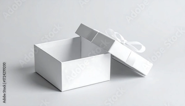 Fototapeta Opened white gift box on a light gray surface
