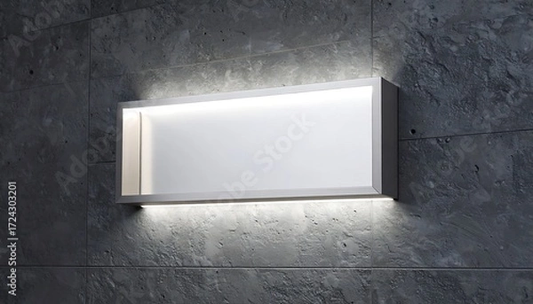 Fototapeta Empty illuminated sign on concrete wall