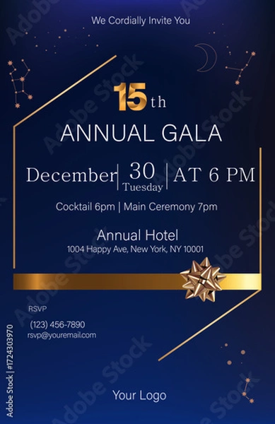 Fototapeta Elegant Annual Gala poster vector template, luxury event invitation and party promotional design