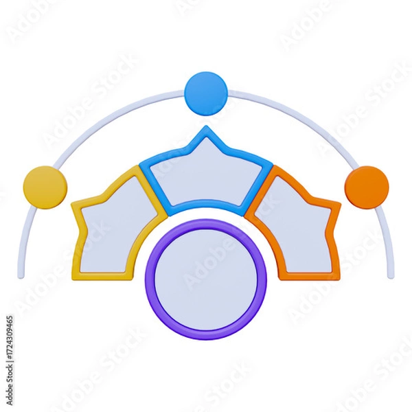 Fototapeta Abstract Colorful Geometric 3D Background with Stars and Circles