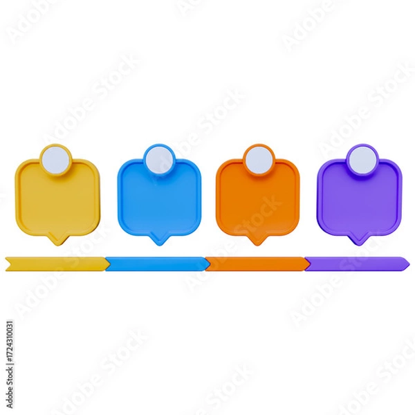 Fototapeta Colorful 3D Speech Bubbles on Transparent Background