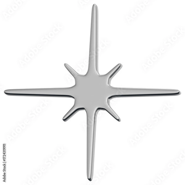 Obraz 3D Chrome Sparkle Star Icon