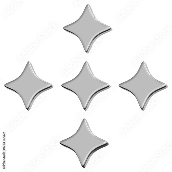 Obraz 3D Chrome Sparkle Star Icon