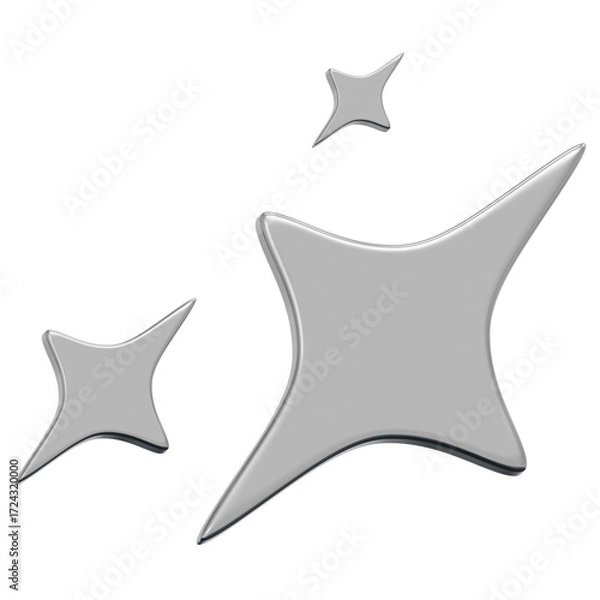 Obraz 3D Chrome Sparkle Star Icon