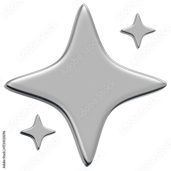 Obraz 3D Chrome Sparkle Star Icon