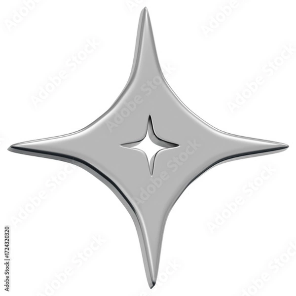 Obraz 3D Chrome Sparkle Star Icon