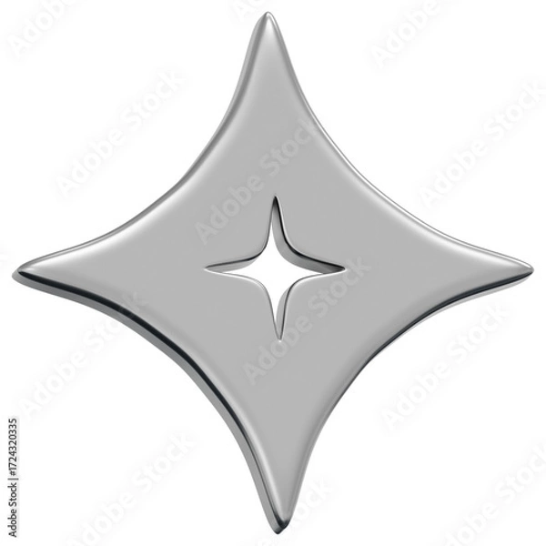 Obraz 3D Chrome Sparkle Star Icon