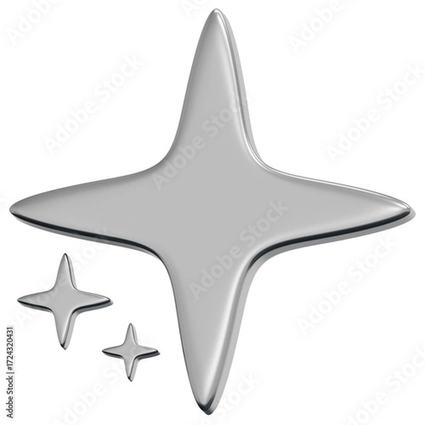 Obraz 3D Chrome Sparkle Star Icon
