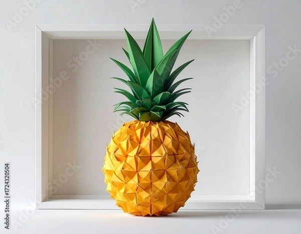 Obraz Origami pineapple in a white frame