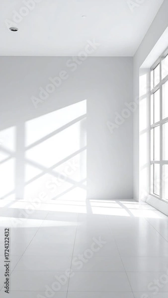 Fototapeta Empty white room with sunlight