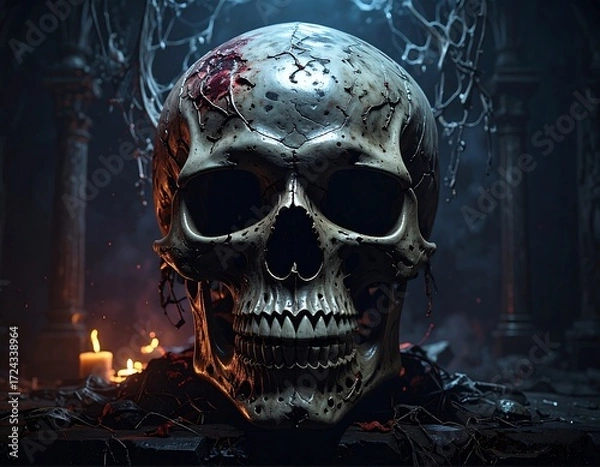 Obraz Skull in a gothic setting