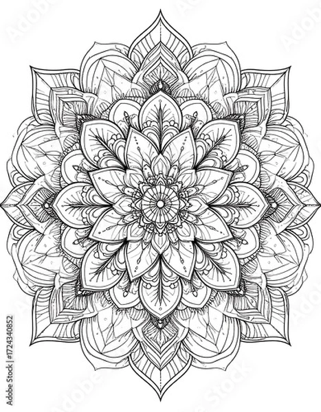 Fototapeta Intricate black and white mandala design (2)