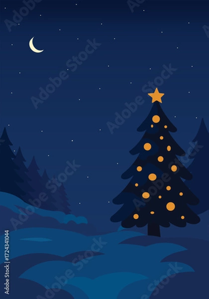 Obraz christmas tree and stars with snow