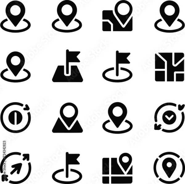 Fototapeta Location and Navigation Icons Set marker
