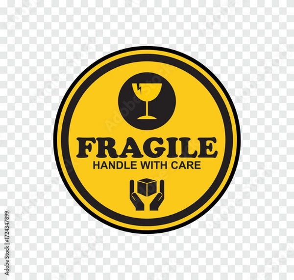 Fototapeta Fragile Labels Handle with Care Stickers for Shipping and Packaging