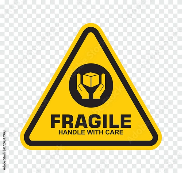 Fototapeta Fragile Labels Handle with Care Stickers for Shipping and Packaging