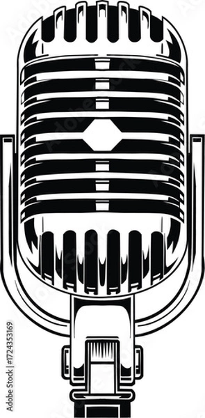 Fototapeta Classic Vintage Microphone on Stand for Audio and Broadcast Themes