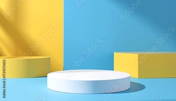 Fototapeta Abstract 3D scene with bright colors and geometric shapes