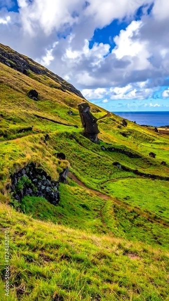 Fototapeta Island landscape with ancient statue