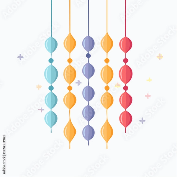 Fototapeta Colorful Hanging Pixelated Beads Abstract Background