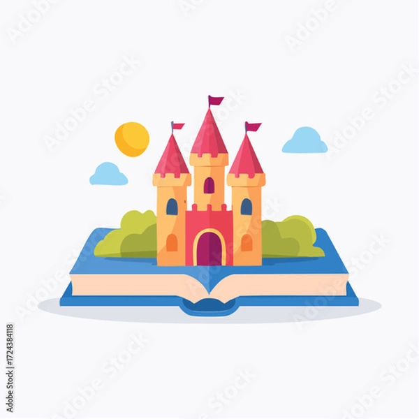 Fototapeta Fairytale Castle Emerging from Open Book