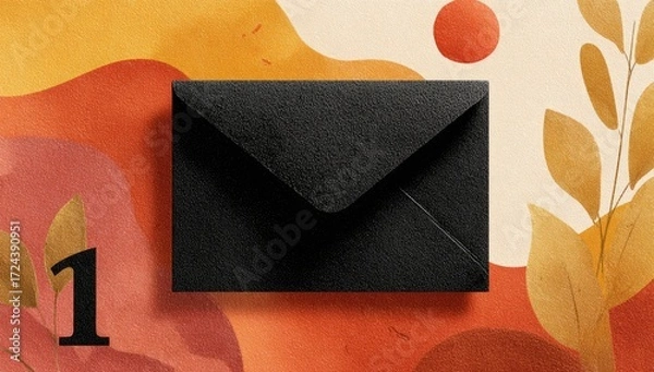 Fototapeta Black envelope on abstract background