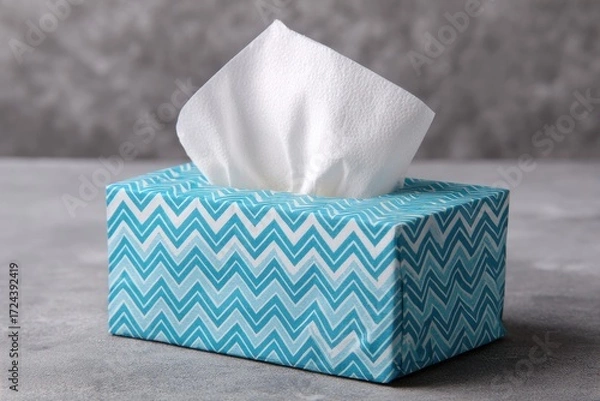 Fototapeta Tissue box with light-blue chevron pattern