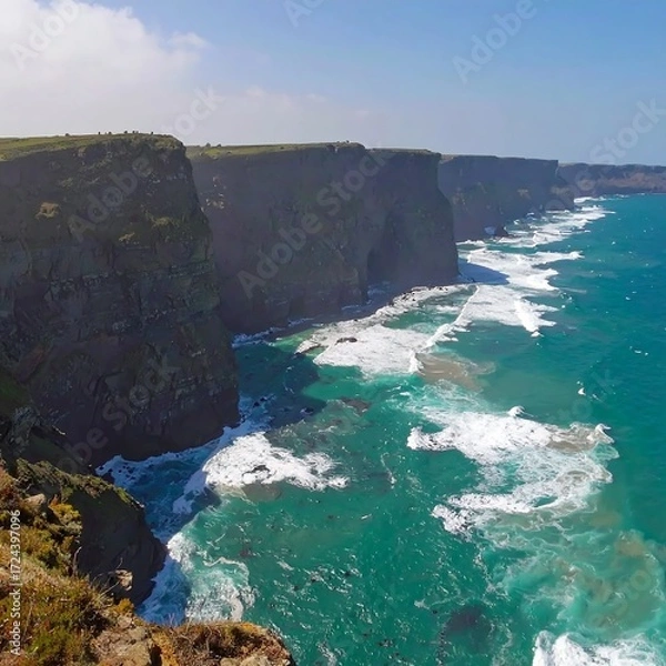 Obraz Dramatic coastal cliffs meet a turquoise sea